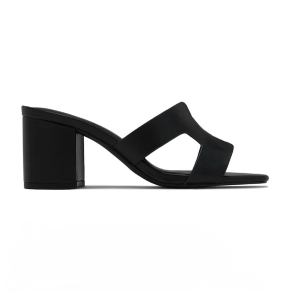 Black H Band Block Heel Mules - Picture 3 of 5